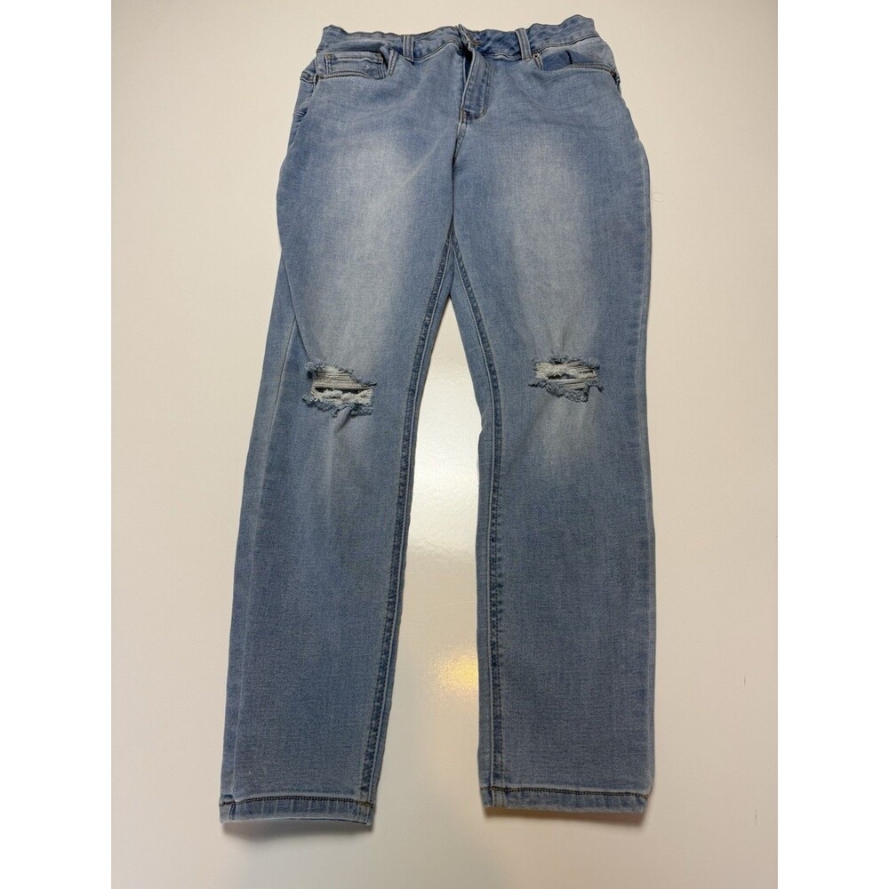 Y2K Distressed Straight Leg Jeans Light Wash Stretch Mid Rise Women’s 11